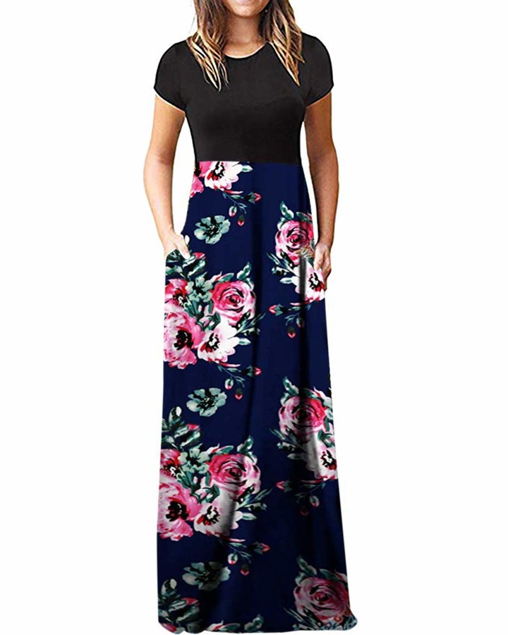 KIDSFORM Women Maxi Dress Long Sleeve Floral Baggy Ball Gown Solid Pocket Party Long Dresses Kaftan