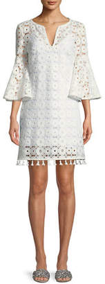 Trina Turk Loomis Lace Bell-Sleeve Tassel Dress