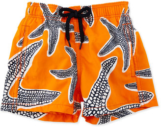 Vilebrequin Jim Starlets Printed Swim Trunks, Orange, Boys' 2-8