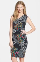 Thumbnail for your product : Ellen Tracy Print Cowl Neck Jersey Sheath Dress