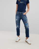 Pepe Jeans Mid Rise Straight Leg Jean With Paint Splatter