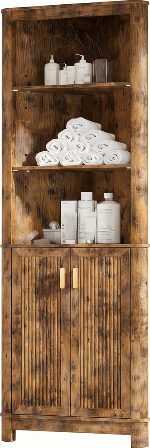 Yigii Corner Cabinet shelf with Fluted Door