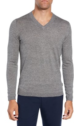Ted Baker Noel Slim Fit V-Neck Wool Blend Sweater