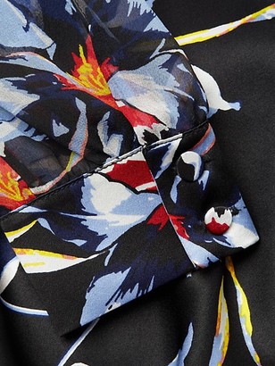 Diane von Furstenberg Silk High-Low Cold Shoulder Floral Dress