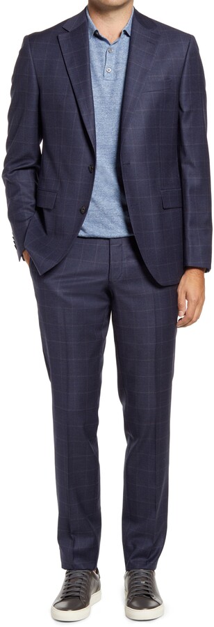 Jack Victor Esprit Contemporary Fit Navy Windowpane Check Wool Suit -  ShopStyle