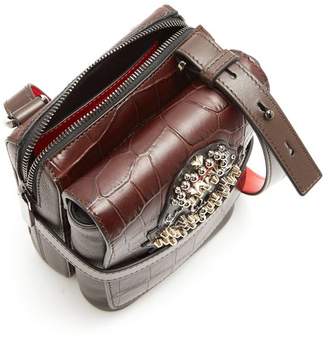 Christian Louboutin Benech Small Embellished Leather Cross Body Bag - Mens - Brown