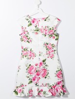 Thumbnail for your product : David Charles TEEN rose-print sleeveless mini dress