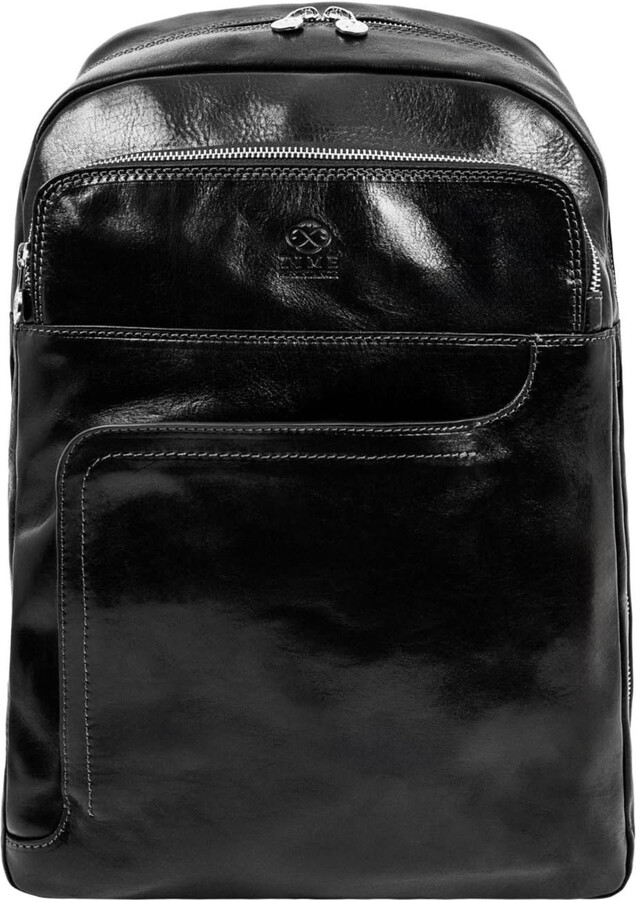 Time Resistance Unisex Large Leather Backpack - L. A. Confidential - Black