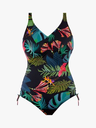 Fantasie Monteverde Underwired V-Neck Swimsuit, Black/Multi