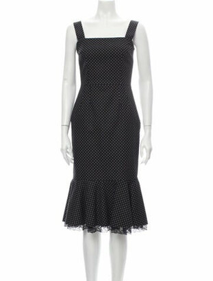 Dolce & Gabbana Polka Dot Print Midi Length Dress Black