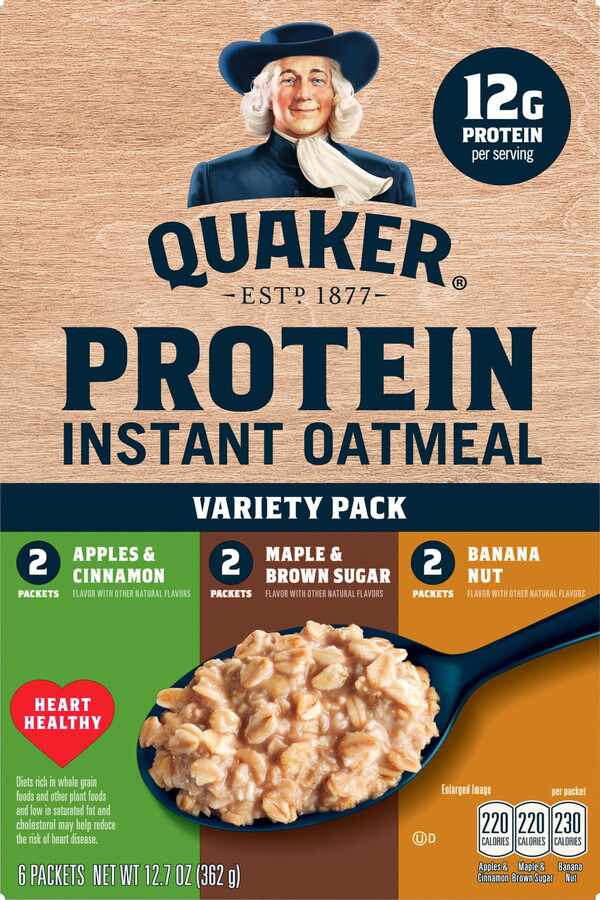 Quaker Instant Oats Hot Cereal, Protein Variety, 12.76 oz 6 Count