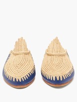 Thumbnail for your product : KILOMETRE PARIS Raffia And Leather Backless Loafers - Navy