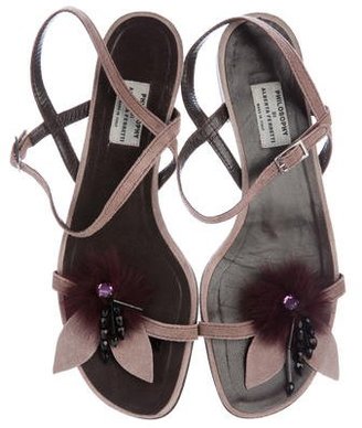 Philosophy di Alberta Ferretti Fur-Embellished Sandals
