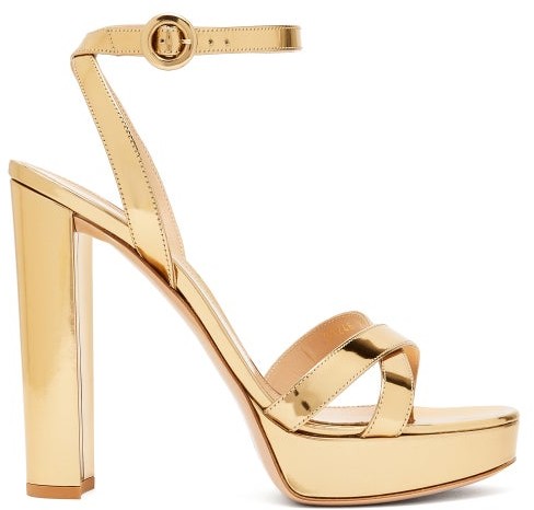 Gianvito Rossi Poppy 100 Metallic-leather Platform Sandals - Womens - Gold