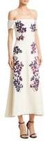 Thumbnail for your product : Tanya Taylor Lottie Wisteria Embroidered Crepe Off-the-Shoulder Dress