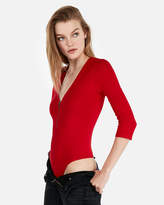 Thumbnail for your product : Express Petite One Eleven Deep V Front Zip Thong Bodysuit