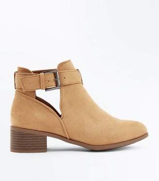 New Look Girls Light Brown Suedette Cut Out Boots