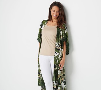 Women With Control Attitudes by Renee Petite Border Print Duster