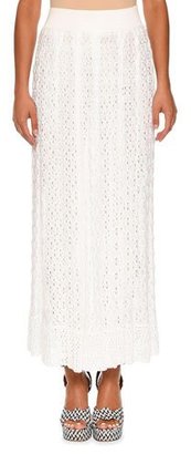 Missoni Elastic-Waist Lace-Knit Maxi Skirt, White