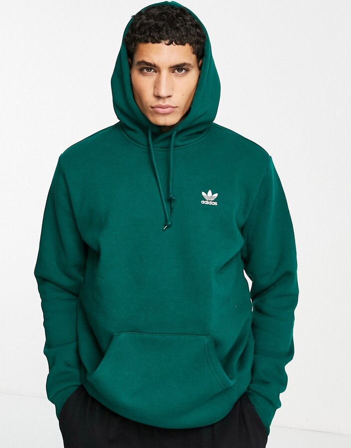 adidas essentials hoodie in dark green - ShopStyle