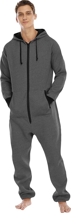 MILAX Mens Onesie Hoodie Jumpsui Men's Hooded One-Piece Pajama