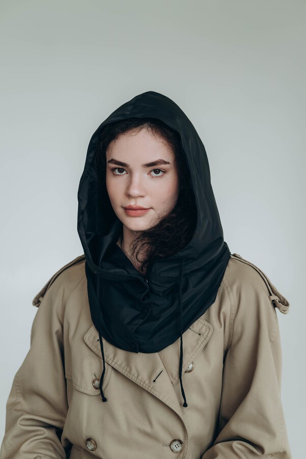 Etsy Waterproof Hooded Scarf With Satin Lining Unisex Hood For Curly Hair