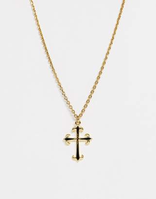 Seven London detailed cross pendant in gold
