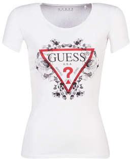GUESS ROSES women's T shirt in White