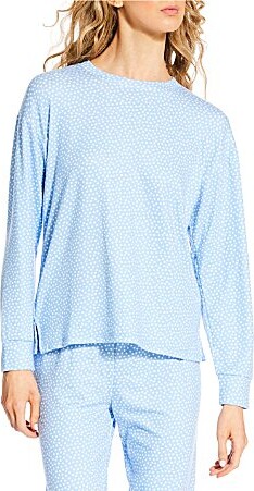 PJ Salvage Dotted Peachy Knit Long Sleeve Crew Neck Coordinating Sleep Top