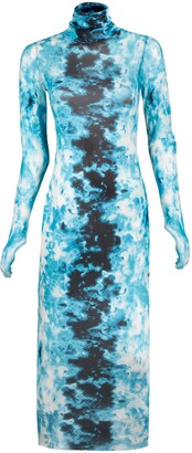 AFRM Shailene Long Sleeve Print Mesh Dress