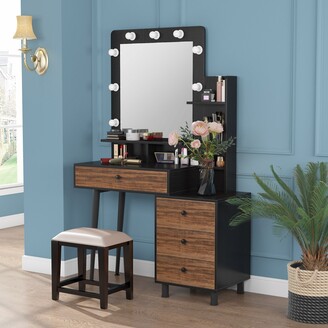Tribesigns Vanity Makeup Table with Lighted Mirror and 3-Drawer Chest -  ShopStyle Bedroom