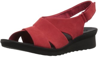 clarks red wedge sandals