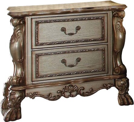 EPOCH VENTS WoodTwo-DrawerNightstandwithDovetailFrenchJointsandFelt-LinedDrawersonTaperedClawFeetforBedroomBedsideUse