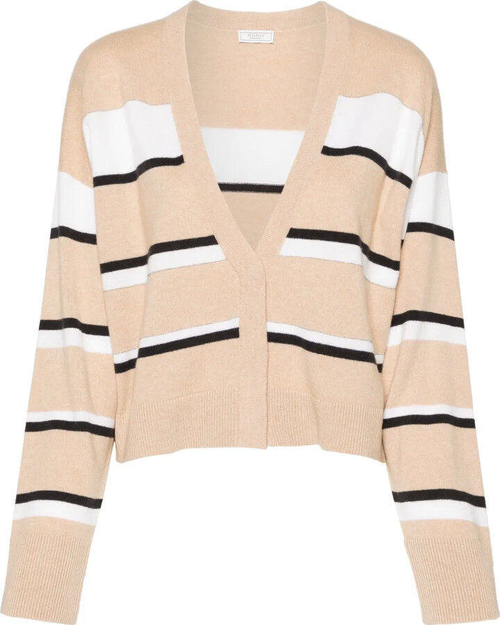 Peserico Bead-Embellished Striped Cardigan