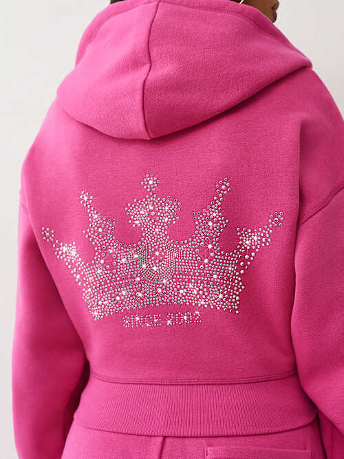 Crystal Crown Relaxed Cropped Hoodie