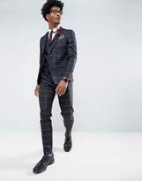 Thumbnail for your product : ASOS Design Wedding Super Skinny Suit Jacket in Navy Windowpane Check With Nepp