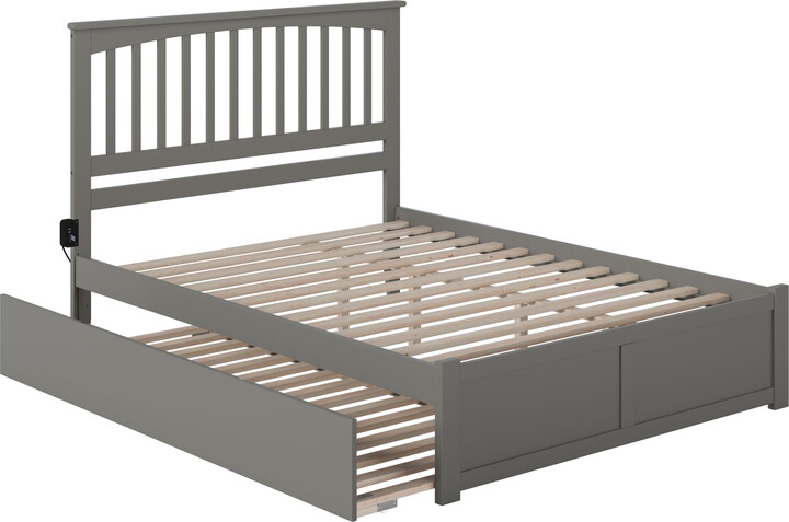 AFI Mission King Wood Platform Bed with Footboard and Twin-XL Trundle, Grey