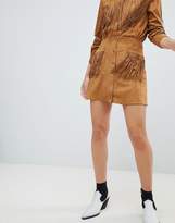 Thumbnail for your product : MANGO fringe faux suede skirt in brown