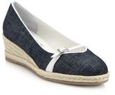 Thumbnail for your product : Audrey Leather-Trimmed Chambray Espadrille Wedges