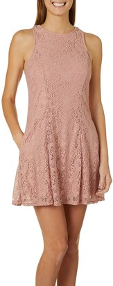 Speechless Junior's Sleeveless Allover Lace Fit and Flare Dress