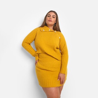 Rebdolls Women's Posey Knit Mini A Line Skirt - Mustard - 2X