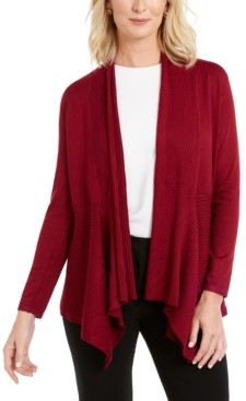 JM Collection Petite Mixed-Ribbed Flyaway Cardigan, Created for Macy's