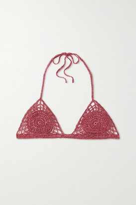 Cult Gaia Ori Metallic Crochet-knit Triangle Halterneck Bikini Top - Pink -  ShopStyle Two Piece Swimsuits
