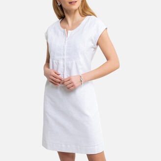 Anne Weyburn Linen/cotton Shift Dress With Short Sleeves