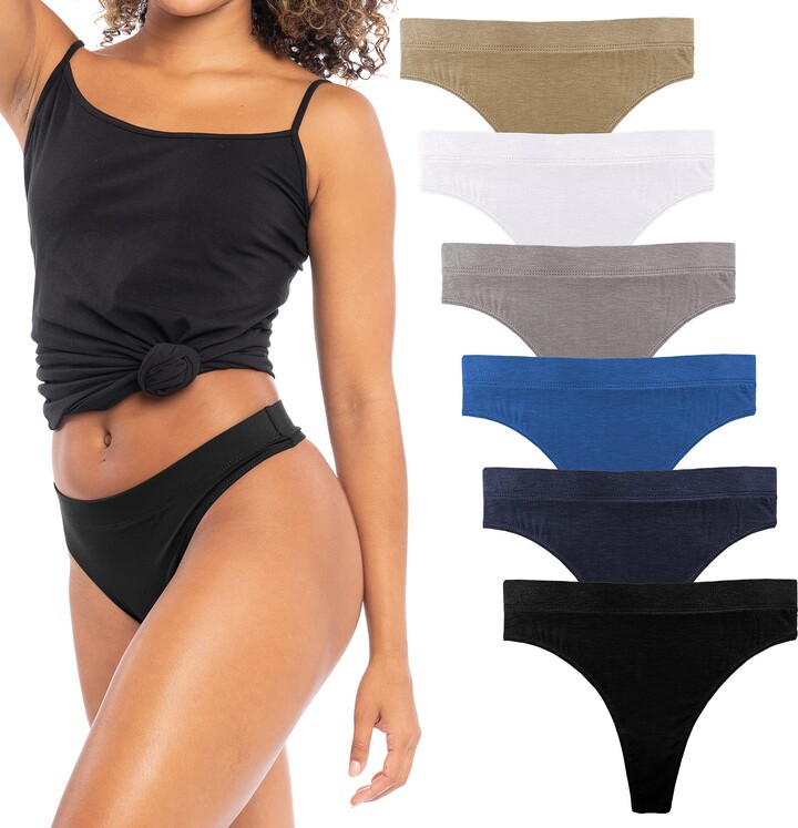 Sexy Basics Women's Sport Thong Panties Workout Flex Bikini Hi Waist Underwear Multi Packs