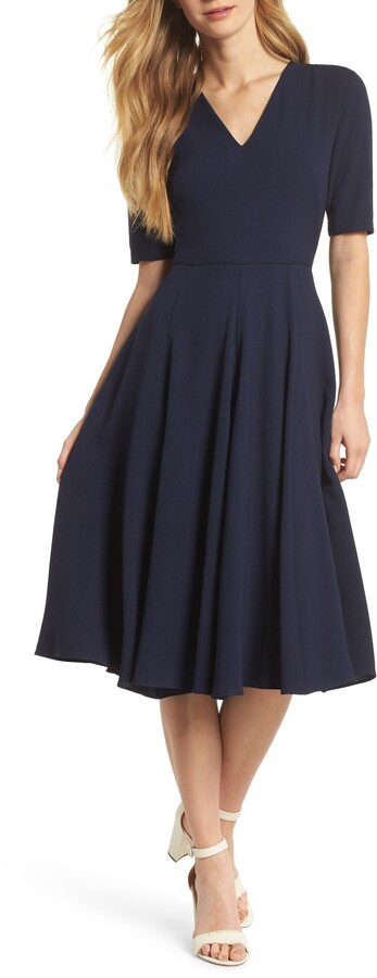 Gal Meets Glam Edith City Crepe Fit Flare Midi Dress ShopStyle