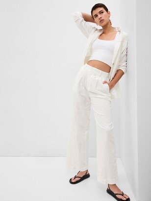 Petite White Linen Trousers | ShopStyle