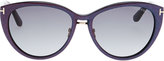 Thumbnail for your product : Tom Ford Gina Striped Acetate Cat-Eye Sunglasses, Blue/Purple