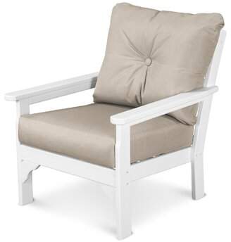 Polywoodâ® Vineyard Patio Chair with Sunbrella Cushions POLYWOODA Frame Color: Green, Cushion Color: Cast Ash