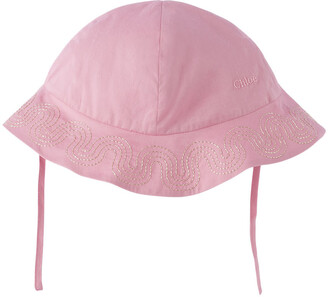 Chloé Baby Pink Poplin Romper & Hat Set